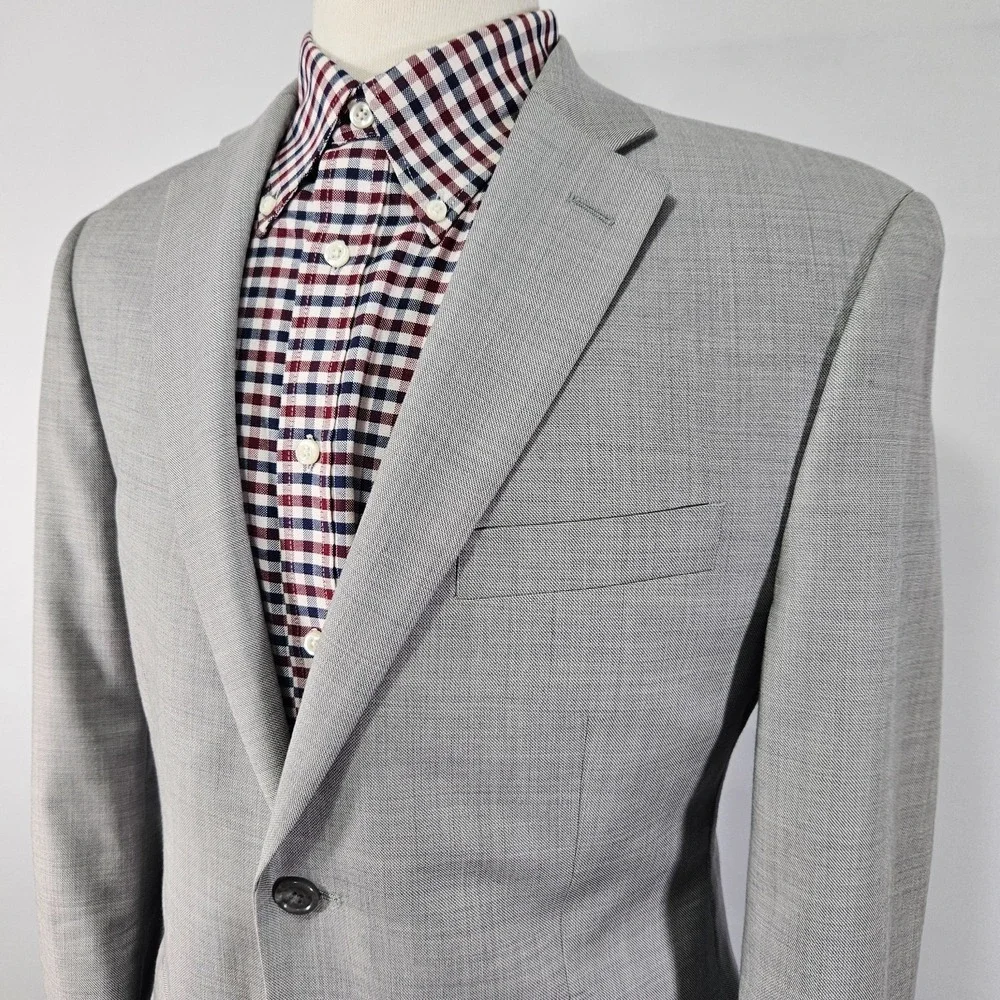 Apt.9 Men's Sport Coat Blazer Two Button Light Gray Shark Skin Wool Modern 40S
